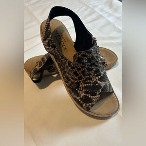 Sesto Meucci Snake & Leopard Print Slingback Sandals Italian Leather 9.5